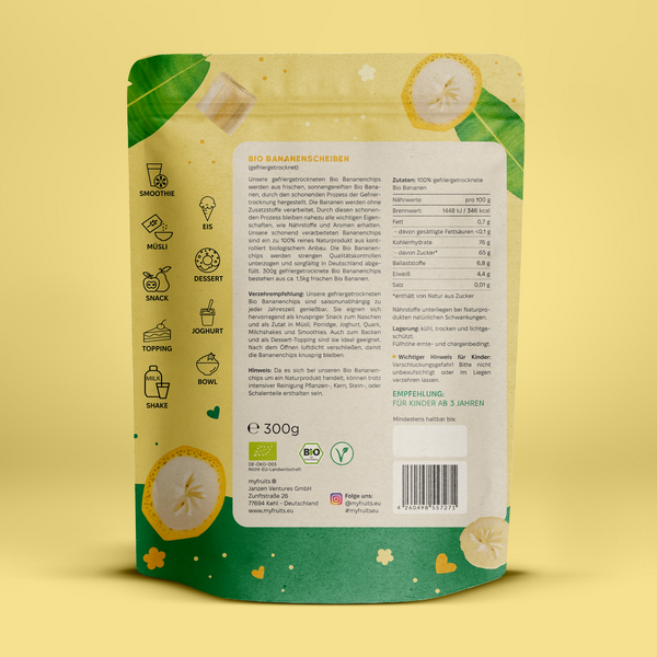 Bananenchips, Bio, gefriergetrocknet