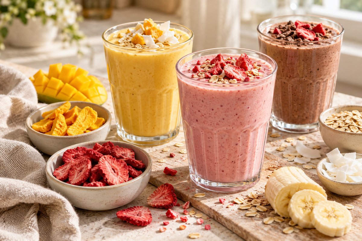 Smoothies &amp; Shakes mit gefriergetrockneten Früchten: Rezepte für jeden Tag