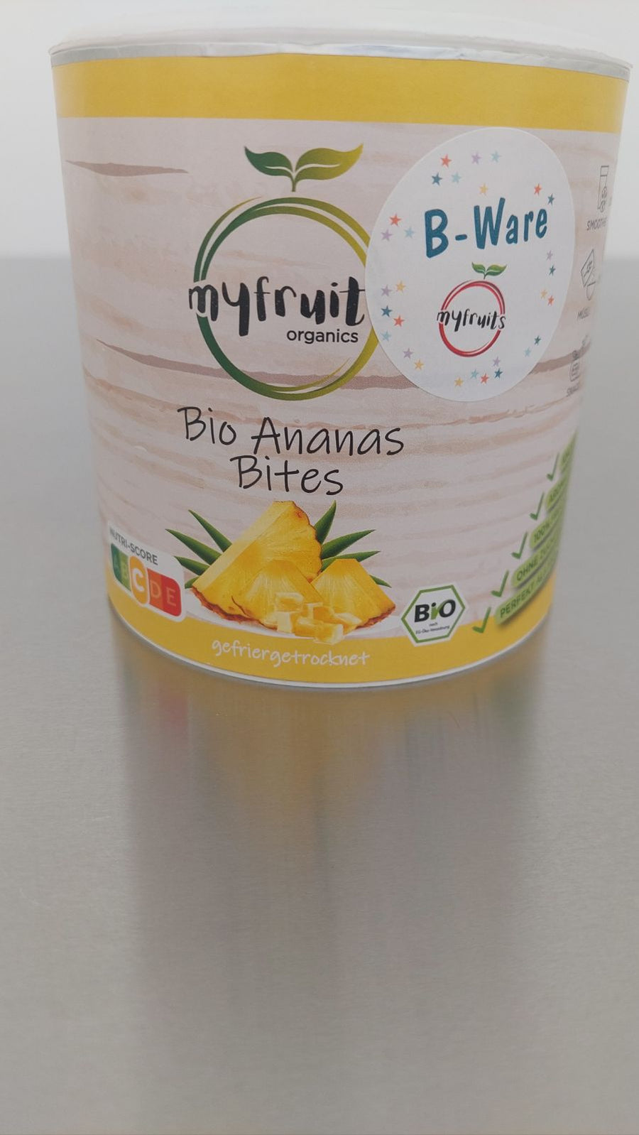 B-Ware Gefriergetrocknete Bio Ananas Bites 70g (Kurzes MHD).