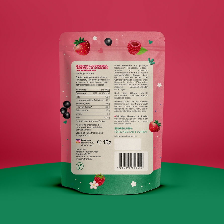 Gefriergetrockneter Beeren-Mix - Happy Morning to go, B-Ware.
