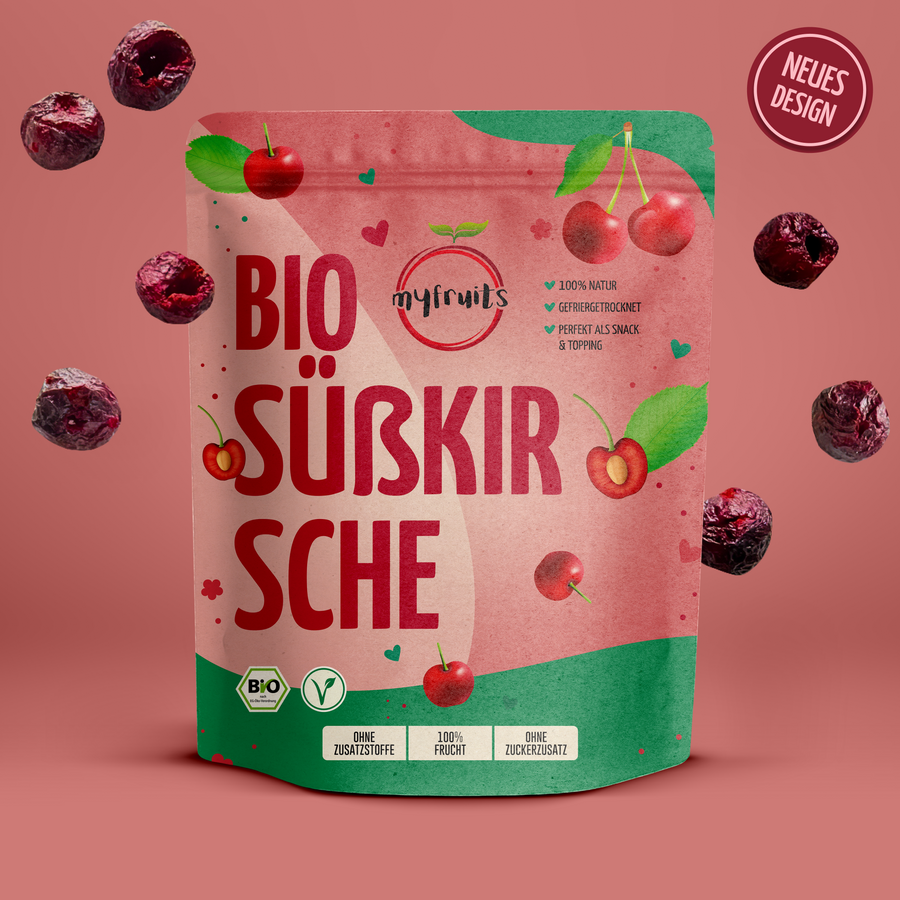 Gefriergetrocknete Bio Süßkirschen.