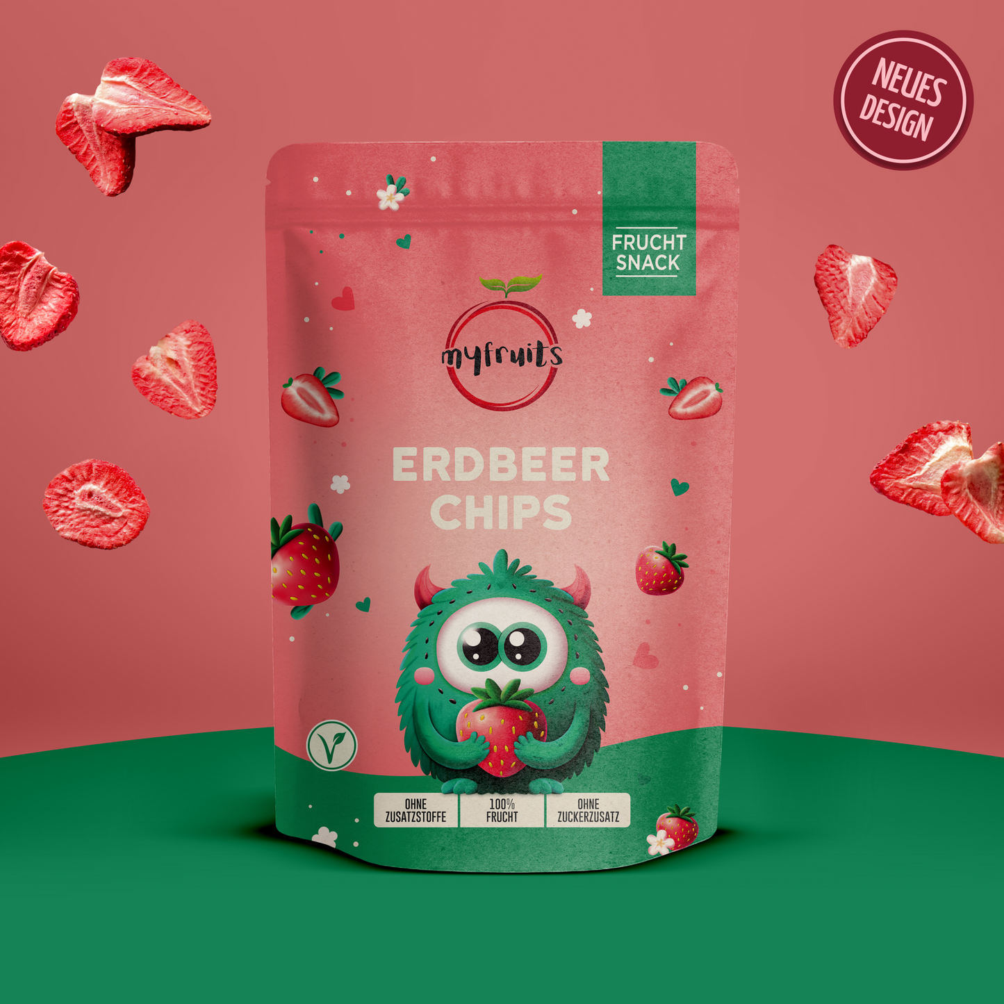 Gefriergetrocknete Erdbeerchips.
