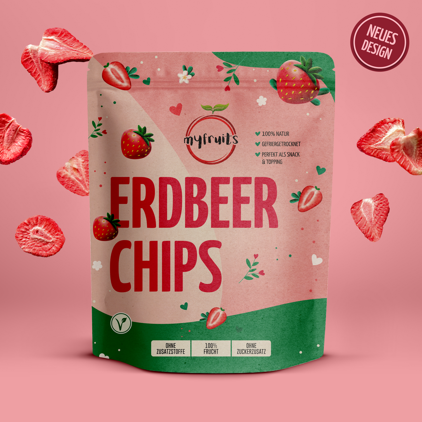 Gefriergetrocknete Erdbeerchips.