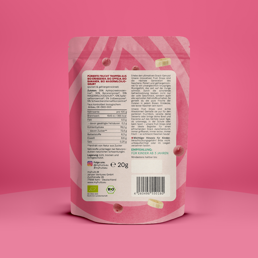 Bio Fruit Drops - Erdbeer Banane Joghurt.