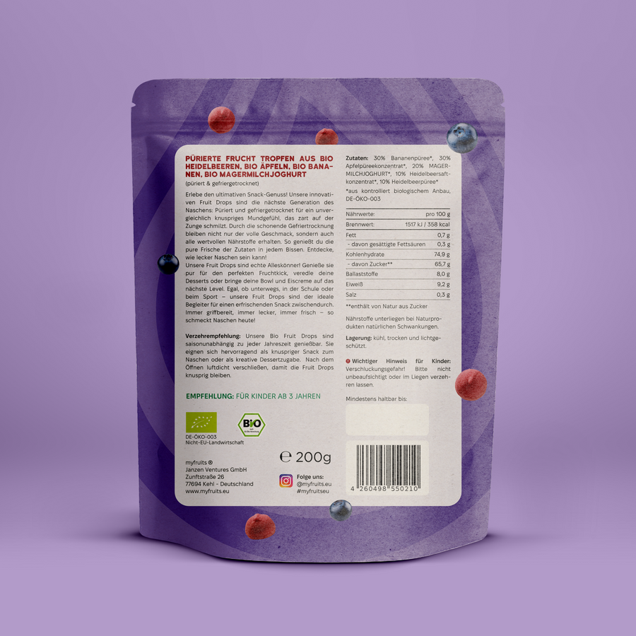 Bio Fruit Drops - Heidelbeer Joghurt.