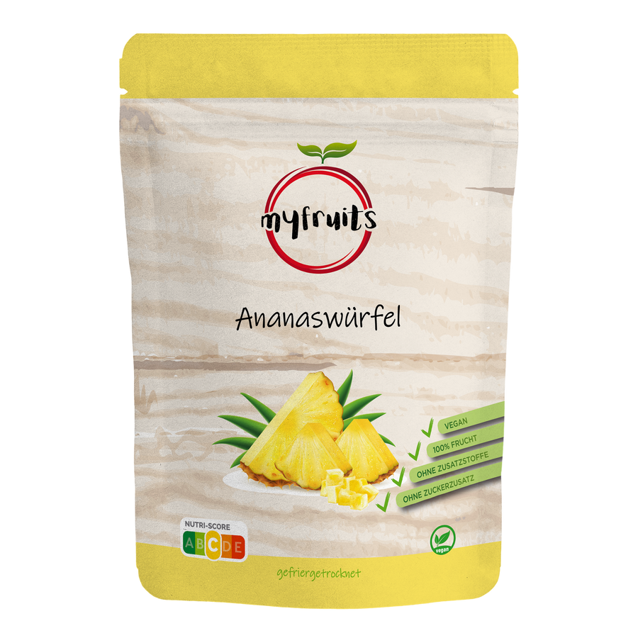 Ananaswürfel, gefriergetrocknet.