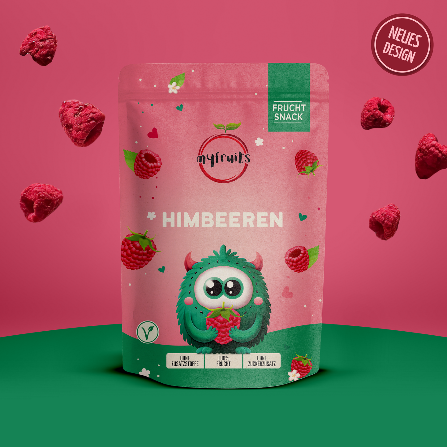 Gefriergetrocknete Himbeeren.