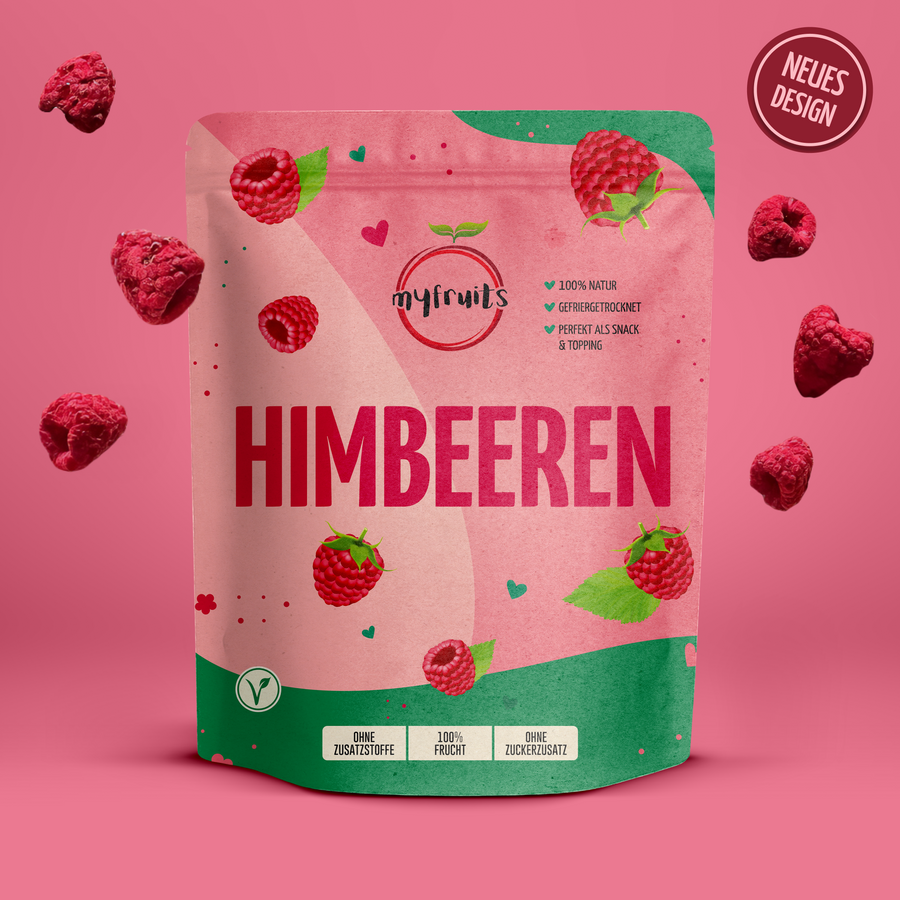 Gefriergetrocknete Himbeeren.