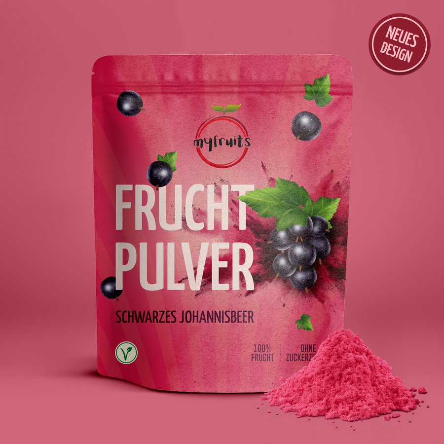 Schwarzes Johannisbeer Fruchtpulver.