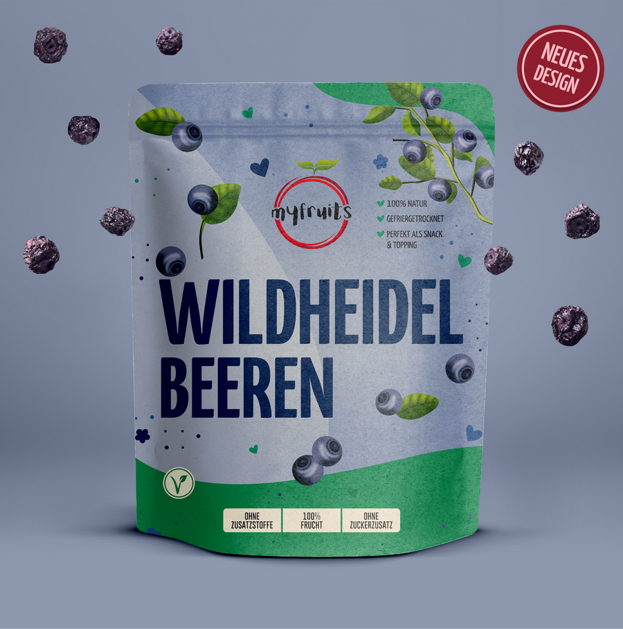 Gefriergetrocknete Wildheidelbeeren.