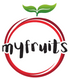 myfruits Logo Apfel mit myfruits Text in der Mitte