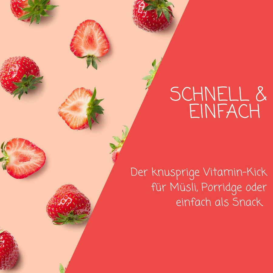 Gefriergetrocknete Erdbeerchips, Vorratspackung.