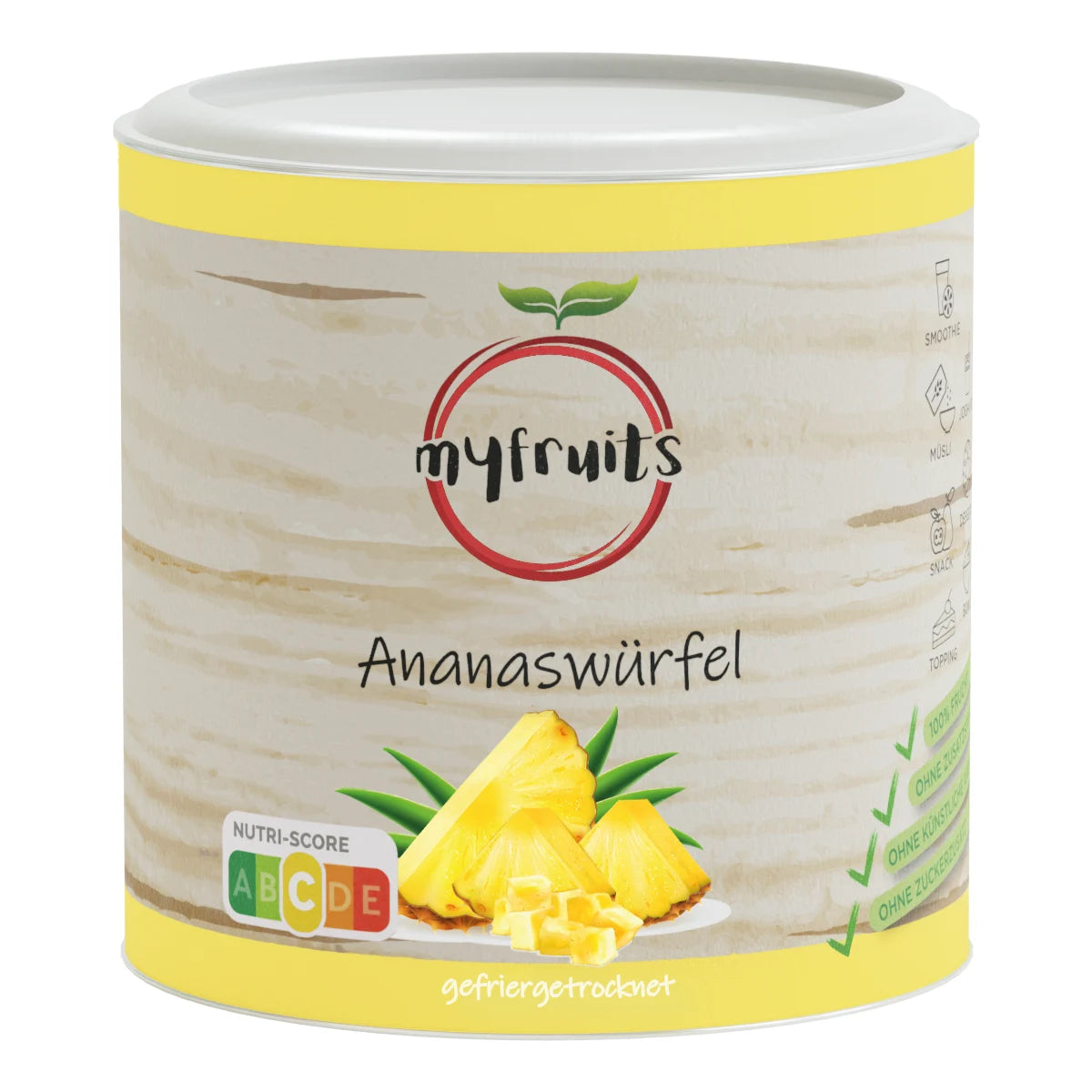 Ananaswürfel, gefriergetrocknet.