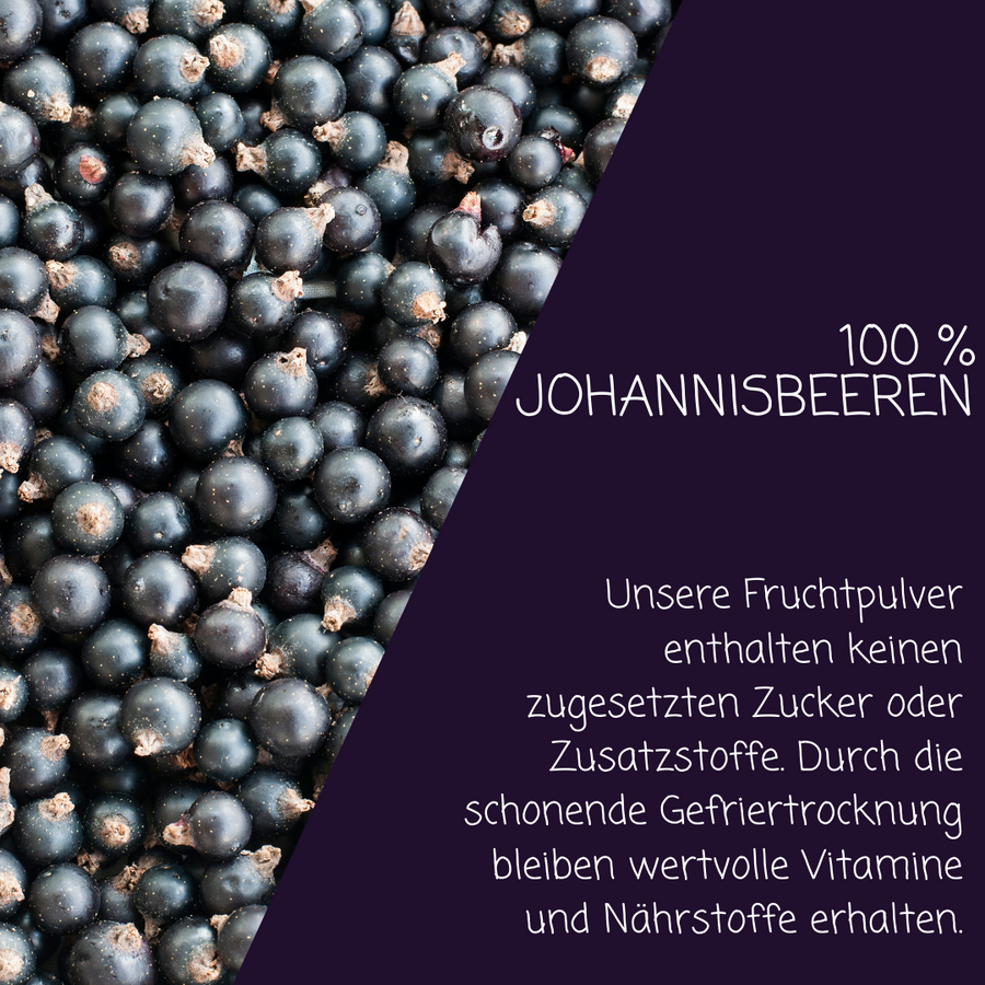 Schwarzes Johannisbeer Fruchtpulver.