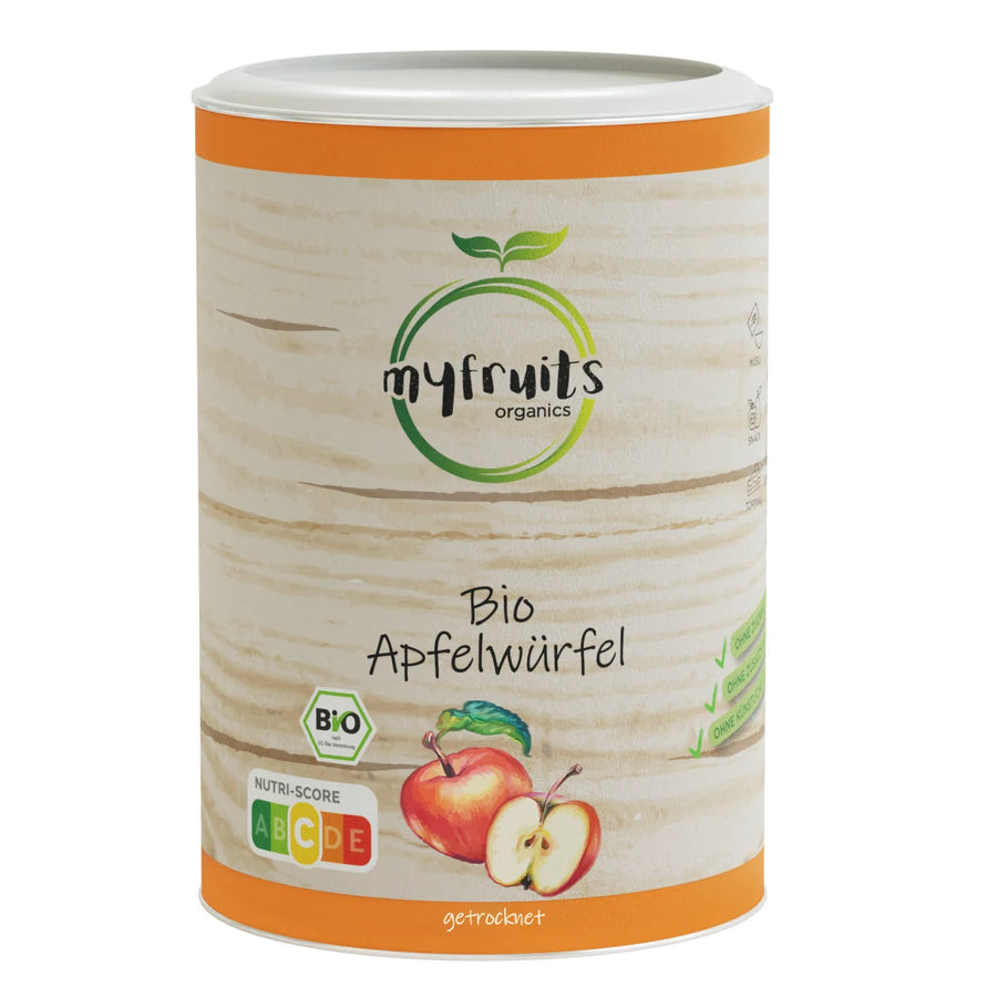 Apfelwürfel, Bio, getrocknet.