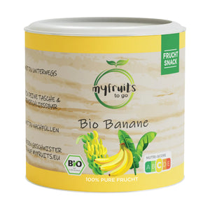 Bio Bananenchips 25g Dose Vorderseite