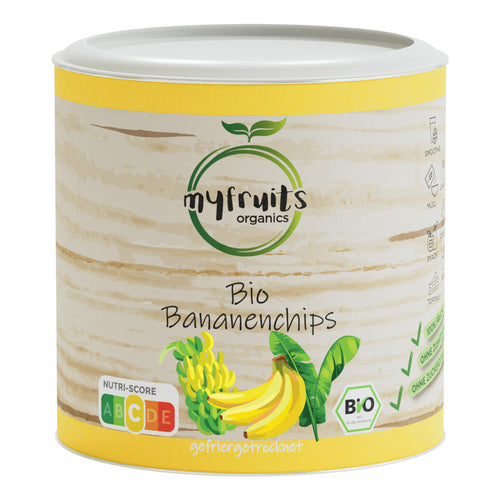 Bio Bananenchips 85g Dose Vorderseite