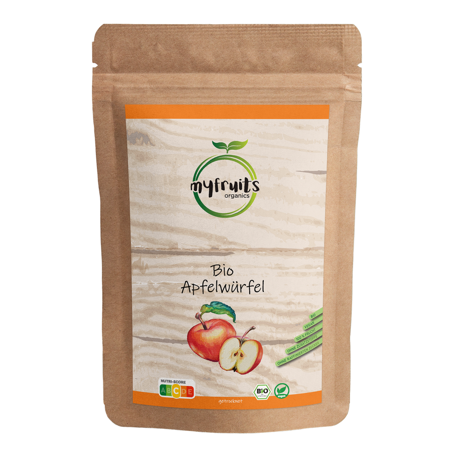 Apfelwürfel, Bio, getrocknet.